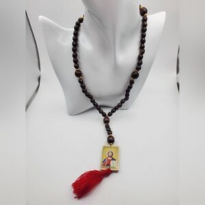 Protection rosary Christian catholic tassel necklace N0419